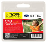 Jet Tec PG40 Black Ink Cartridge Compatible With Canon Printers Remanufactured