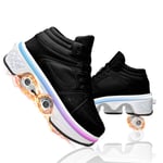 JYHGX Deformation Invisible Roller Skates for Boys Girls 2 in 1 Parkour Shoes with 7 Color Led Light Outdoor Sports Double Row Quad Roller Skates