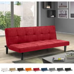 Canapé Convertible 2 Places en tissu clic-clac pour chambre et bureau Giada Couleur: Rouge