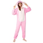 Disney Combinaison Pyjama Femme Stitch Minnie Bourriquet, Grenouillère Femme en Polaire, Onesie Adulte Ado Couple S-XXL (Rose Angel, 2XL)