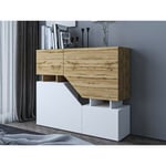 Bestmobilier - Pitt - buffet haut - 120 cm - style industriel - bois / blanc