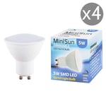 4 Pack GU10 White Thermal Plastic Spotlight LED 5W Neutral White 4500K 450lm Light Bulb