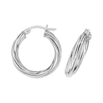 James Moore TH ER354W 9k White Gold Hoop Earrings 15 mm Jewellery