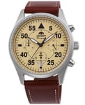 Miesten kello Orient Sports Chrono Leather Beige