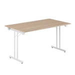 Bord Dinner Style, Storlek 180x80 cm, Bordsskiva Urban Oak, Stativ Vit