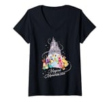 Womens Disney Princess Winter Holiday Castle Magical Memories 2024 V-Neck T-Shirt