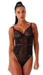 Gossard Women's Contradiction Plunge Body Shapewear Bodysuit, Black/Silver, 34D