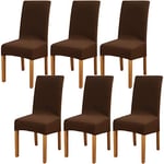 Leeyunbee 6 Pièces Housse de Chaise Moderne élastique, Amovible Lavable Extensible Housses de Chaise de Salle à Manger, Couverture de Chaise pour Décor Salle à Manger, Hôtel et Mariage (Marron foncé)