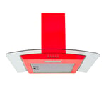 SIA CGH60RD 60cm Red Curved Glass Chimney Cooker Hood Kitchen Extractor Fan