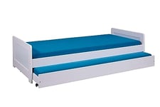 Inter Link - Lit gigogne - lit tiroir - lit avec rangements - Lit en bois massif - 90 x 190 cm - 2 couchages - Avec sommier à lattes - Blanc vernis - Surf