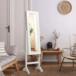 Armoire à Bijoux sur Pied avec 18 led, Angle Réglable,Doublure en Velours Doux 35 × 31,5 x 145 cm Blanc - Costway