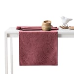 AmeliaHome Gaia Table Runner Set 35 x 250 cm and 115 x 250 cm Lotus Effect Water-Repellent Leaves Dusky Pink