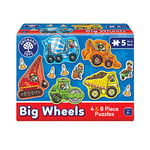 Orchard Toys Big Wheels Jigsaw Puzzle, A Collection of 4 puzzles featuring 4 and 8 pieces ideal for Little Hands, Perfect for Age 3+