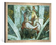 Kunst für Alle 'Encadré Image de Michelangelo Buonarroti Sistine Chapel Ceiling : The Prophet Jeremiah Impression d'art dans Le Cadre de Haute qualité Photos Fait Main, 60 x 40 cm, Argent Raya