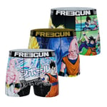 FREEGUN Boxer Homme Dragon Ball Z, Caleçon Homme Goku, Vegeta et Buu (Lot de 3), Vert/Bleu/Blanc L