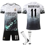 Real Madrid Special Edition Tröja med Drakmönster, Nr 11 RODRYGO, 24-25, Barn & Vuxen, Fotbollsutrustning med Strumpor NO.11 RODRYGO 24