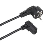 Maclean MCTV-854 Câble d'alimentation pour appareils à froid - 3 broches - Contact de protection vers fiche d'appareil froid - Coudé à 90 ° - Câble d'alimentation en bas - Noir (3 mètres)