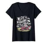 Womens Life is better on the Farm, Cute Animals, Country Farm Girl V-Neck T-Shirt