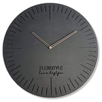 FLEXISTYLE Grande Horloge Murale ECO2 - Noire - sans Bruit de tic-tac - Diamètre : 50 cm - pour Salon, Chambre à Coucher - Fabriquée en Europe