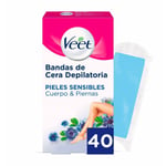 Bandes Épilatoire Corporelles Veet Pure Peau sensible Corps Jambes [40 Unités