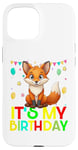 Coque pour iPhone 15 It's my birthday a fox stamping party for girls