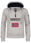 Geographical Norway GYMCLASS Men - Sweat Capuche Poche Kangourou Homme - Sweatshirt Logo Homme Pull Hood Veste - Sweat Shirt Hoody Chaud Manches Longues - Hoodie Sport Regulier (Gris Clair L)