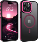 Translucide Coque Iphone 15 Pro Mate, Magnétique Coque Compatible Avec Magsafe Avec Aimant Puissant Pour Iphone 15 Pro Case Etui Antidérapante Housse Fin, Rose Fluo.[F1425]