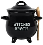 Witches Broth Cauldron Soup Bowl With Broom Spoon Halloween Black Magic Gift