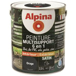 Alpina - Peinture Multisupports 6 en 1 - Monocouche - Intérieur & Extérieur - Satin Couleur: Orage - Conditionnement: 2.5L