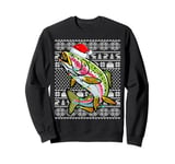 Ugly Xmas Lighting Santa Hat Rainbow Trout Fish Christmas Sweatshirt