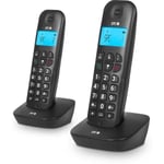 SPC Air Pro Duo – DUO sladdlös fast telefon med ljus skärm, samtals-ID, handsfree, 20 kontakter och GAP - svart