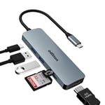 oditton Hub USB C, Adaptateur HDMI 6 en 1, PD 100 W, Double USB 3.0, Lecteur de Carte SD/TF, développez en Toute Transparence Vos Options de connectivité