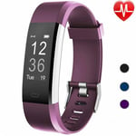 Montre Connectée Femmes Homme Bracelet Connecté Cardiofréquencemètre Montre Intelligente Etanche IP67 pour Android iOS-Violet