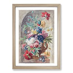 Big Box Art Still Life with Flowers Vol.2 by Jan Van Huysum Framed Wall Art Picture Print Ready to Hang, Oak A2 (62 x 45 cm)