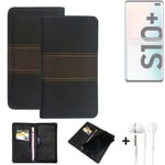 Wallet Case + headphones for Samsung S10+ 128GB Protective Cover Brown