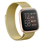 SOLOLUP Bracelets en Métal pour Fitbit Versa 2/Versa 1 Bracelet，Bracelet en Acier Inoxydable Bande de Remplacement en Métal Magnétique pour Fitbit Versa 1/Versa 2 Bracelet Milanais Femme Homme,or,S