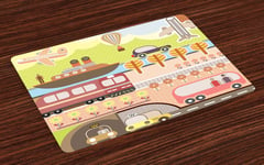 Dessin animé Sets de Table Train Bateau Avion Bus