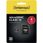 Intenso® 4 GB Micro SD-minnekort Klasse Inkl. adapter