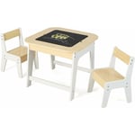 GOPLUS Ensemble Table et 2 Chaises Enfant,avec Tableau Double Face et Espace de Rangement Caché,Table d’Activités pour Dessin,étude