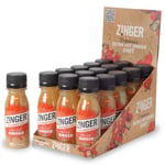 Zinger extra hot ginger shot (Pack of 15 x 70ml). Organic plant based shot with 27.9g of pressed ginger juice. Natural kick in a pocket-sized format with no added sugar.