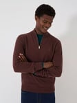 Crew Clothing Merino Half Zip Knit Jumper, Burgundy Red