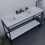 Cuisibane - Meuble salle de bain structura 140 cm avec plan double vasque- - Noir