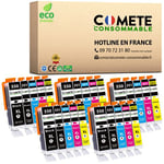 COMETE CONSOMMABLE 550 551 XL - Pack de 25 Cartouches d'encre compatibles avec CANON PGI-550 CLI-551 XL PGI550 CLI551 XL 550XL 551XL 10 Noir + 5 Cyan + 5 Magenta + 5 Jaune