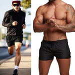 (Black L)Men Gym Shorts Sweat Absorbing Quick Dry Workout Shorts PA