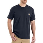 Carhartt K87 T-shirt à Manches Courtes Épais avec Poche Coupe Décontractée Homme, Bleu marine, XS