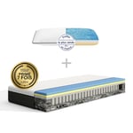 Emma | Pack Matelas Hybride 90x200 Cm + Oreillers | Meilleur Choix Emma | Mémoire De Forme+Ressorts | Dos Apaisé | Confort Optimal