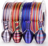 Filament PLA Silk Pour Imprimante 3D, Multicolor Colorful PLA Filament 1.75 mm Bundle, Shiny Fast Changing PLA Irregular Stripe Filament Bundle Imprimante 3D, 200gX 4 Pack