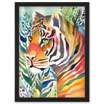 The Hidden Tiger Folk Art Artwork Framed Wall Art Print A4