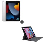 Apple - iPad (2021) - 10,2" WiFi - 64 Go - Argent + LOGITECH - Étui Clavier iPad 10.2" - Slim Folio (7e, 8e et 9e génér)