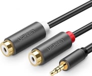 Ugreen Av109 Manlig 3.5Mm Jack Till 2X Kvinnlig Rca (Cinch) Kabel 0.25M (Svart)